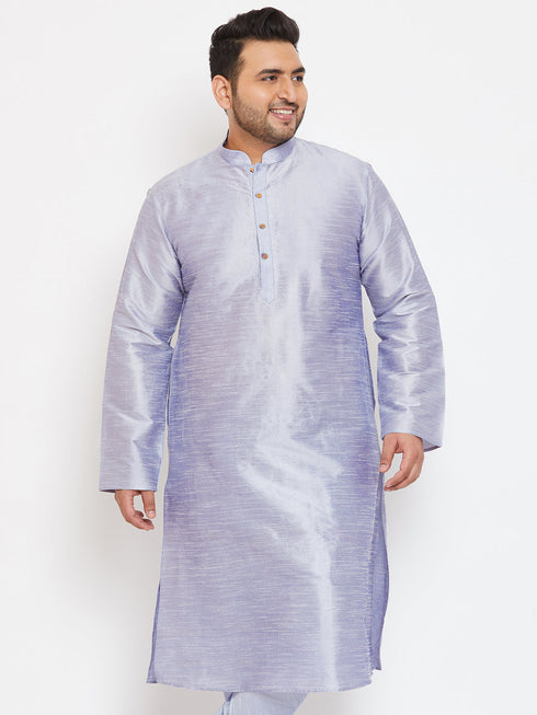 Vastramay Men's Plus Size Lavender Silk Blend Kurta